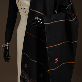 Black Hand Embroidery Khes Handwoven Cotton Kantha Dupatta