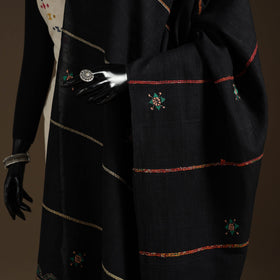 Black Hand Embroidery Khes Handwoven Cotton Kantha Dupatta