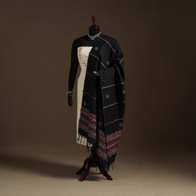Black Hand Embroidery Khes Handwoven Cotton Kantha Dupatta