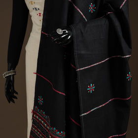 Black Hand Embroidery Khes Handwoven Cotton Kantha Dupatta
