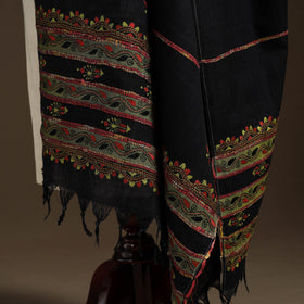 Black - hand embroidery khes handwoven cotton kantha
