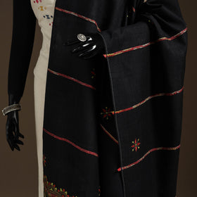 Black - hand embroidery khes handwoven cotton kantha