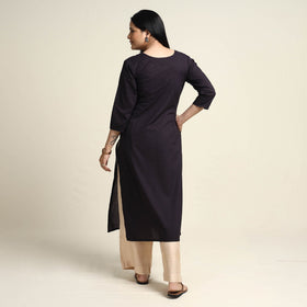 Buy Plain Dyed Hand Embroidery Cotton Long Kurta Online at iTokri.com