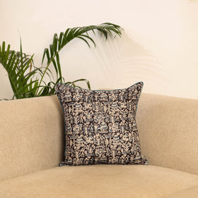 Black - hand kalamkari cushion cover 24 - handcrafted