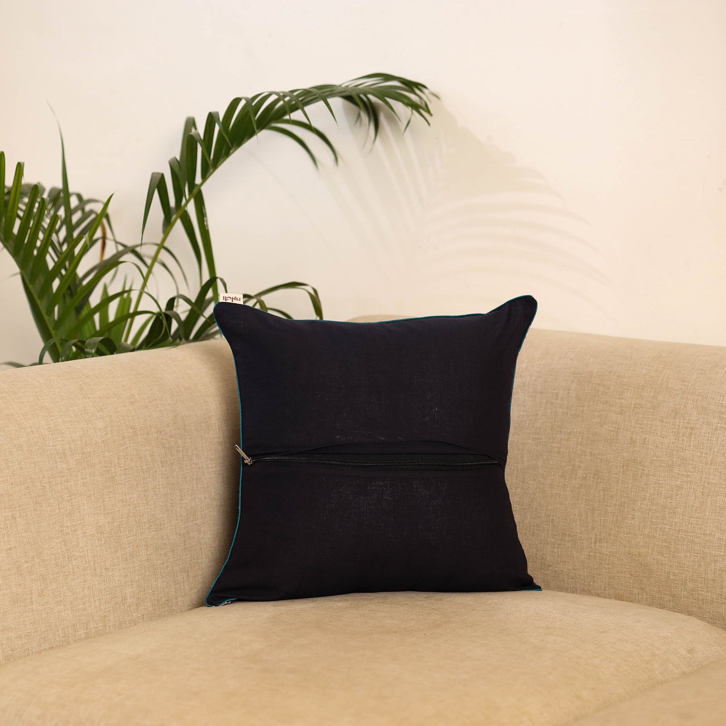 Black - hand kalamkari cushion cover 24 - handcrafted