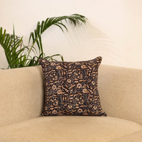 Black - hand kalamkari cushion cover 26 - handcrafted