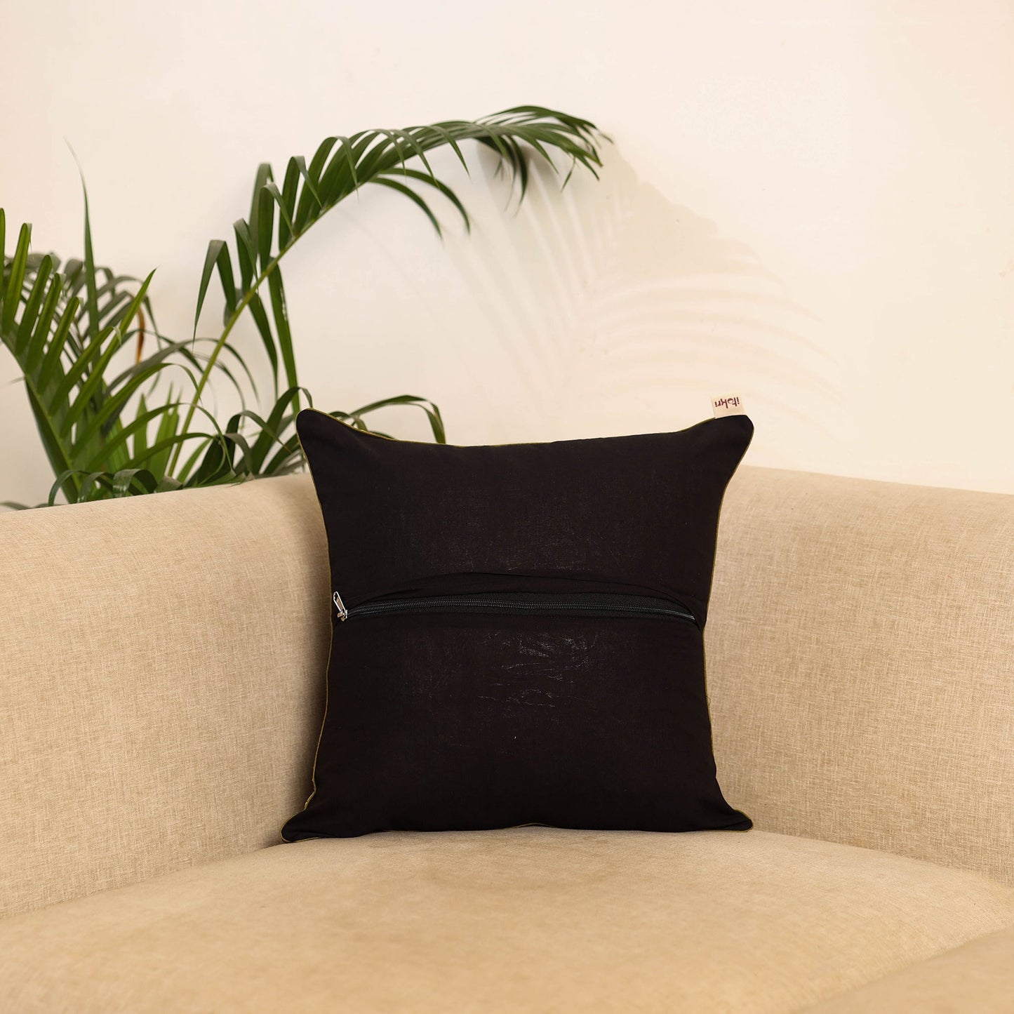 Black - hand kalamkari cushion cover 26 - handcrafted