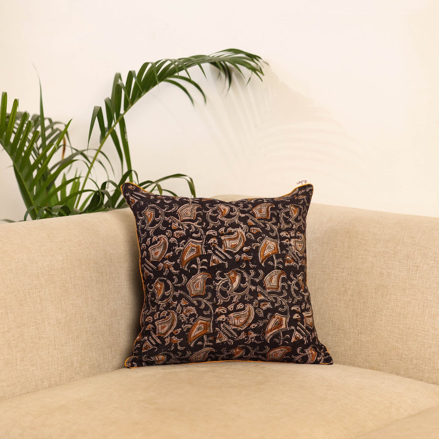 Black - hand kalamkari cushion cover 32 - handcrafted