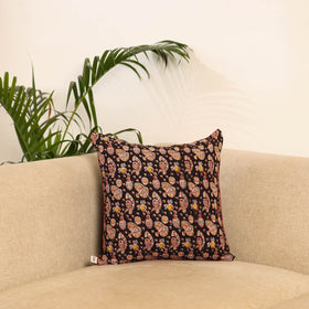 Black - hand kalamkari cushion cover 35 - handcrafted