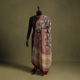 Black - hand mul cotton bagru dupatta 35 - handcrafted