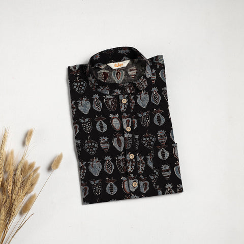 Hand natural dyed cotton short kurta for men 04