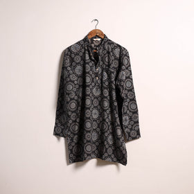 Hand natural dyed cotton short kurta for men 12