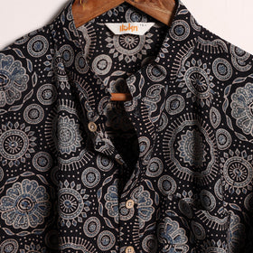 Hand natural dyed cotton short kurta for men 12