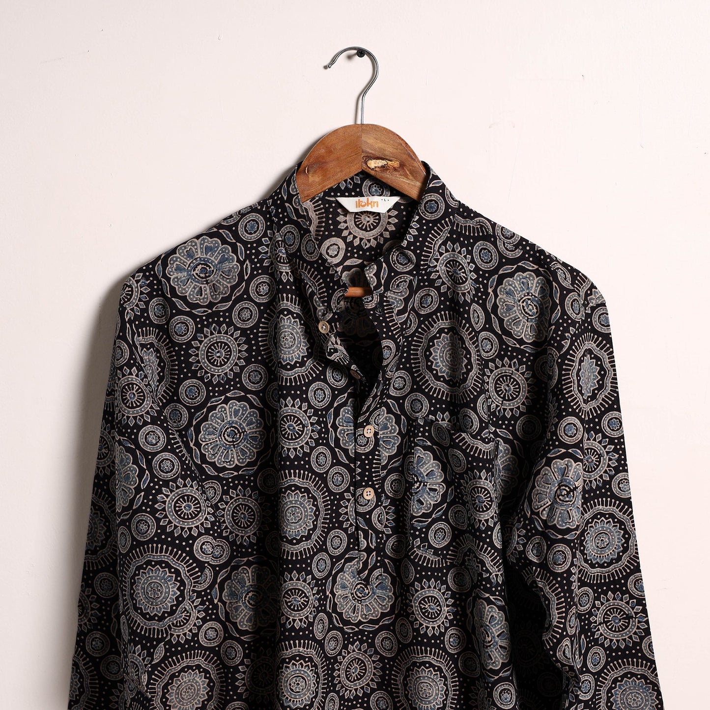 Hand natural dyed cotton short kurta for men 12