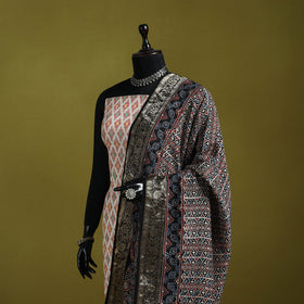 Hand natural dyed dola silk zari border dupatta