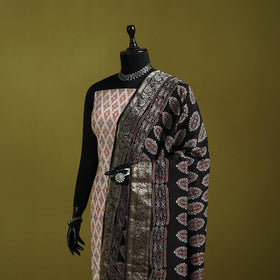 Hand natural dyed dola silk zari border dupatta