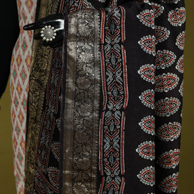 Hand natural dyed dola silk zari border dupatta