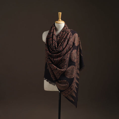 Hand natural dyed handwoven acrylic wool shawl 55