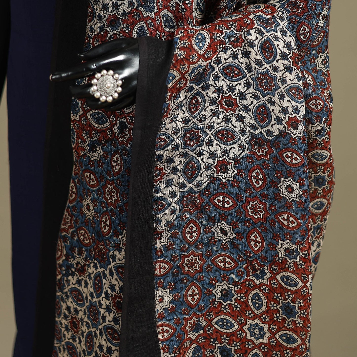 Hand natural dyed linen dupatta with tassels 16