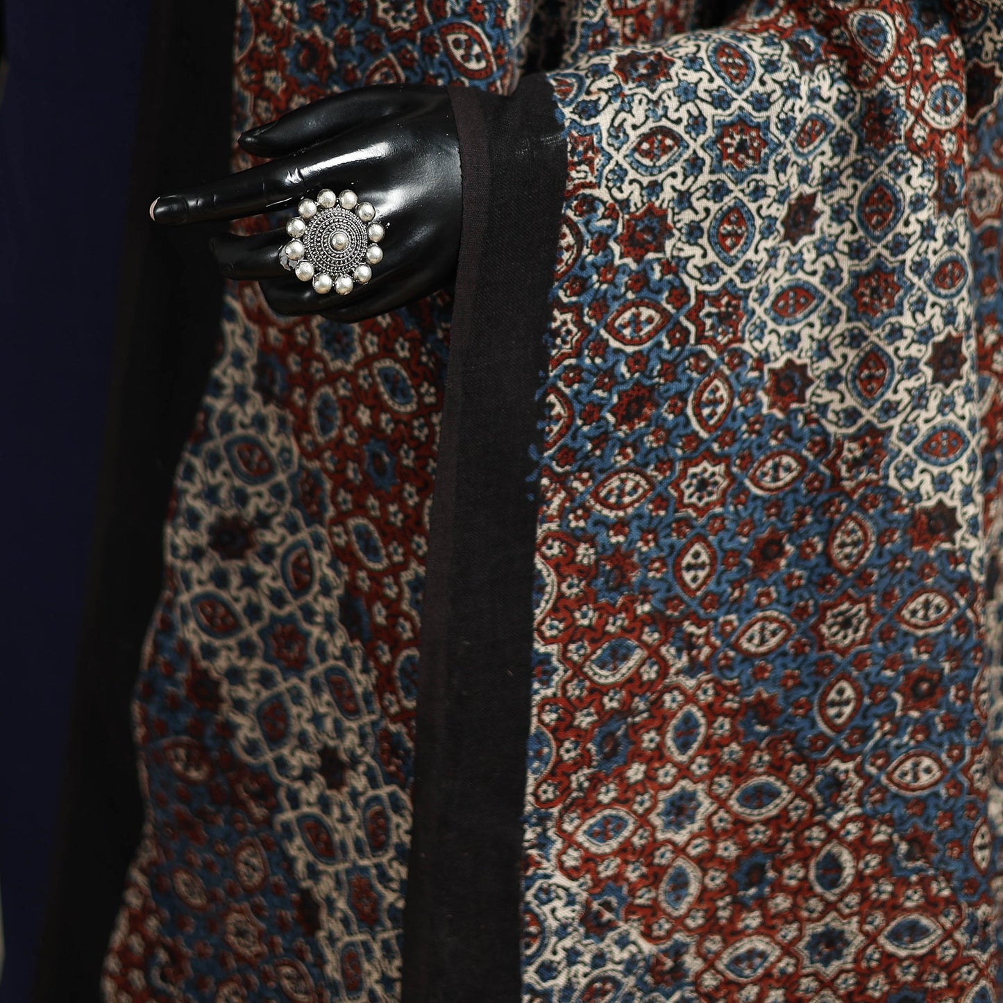 Hand natural dyed linen dupatta with tassels 19