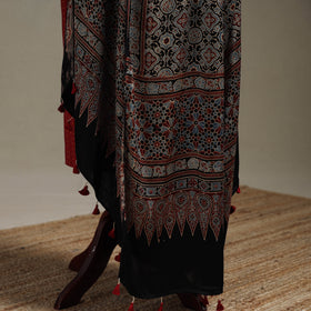 Hand natural dyed modal silk dupatta with tassels 18