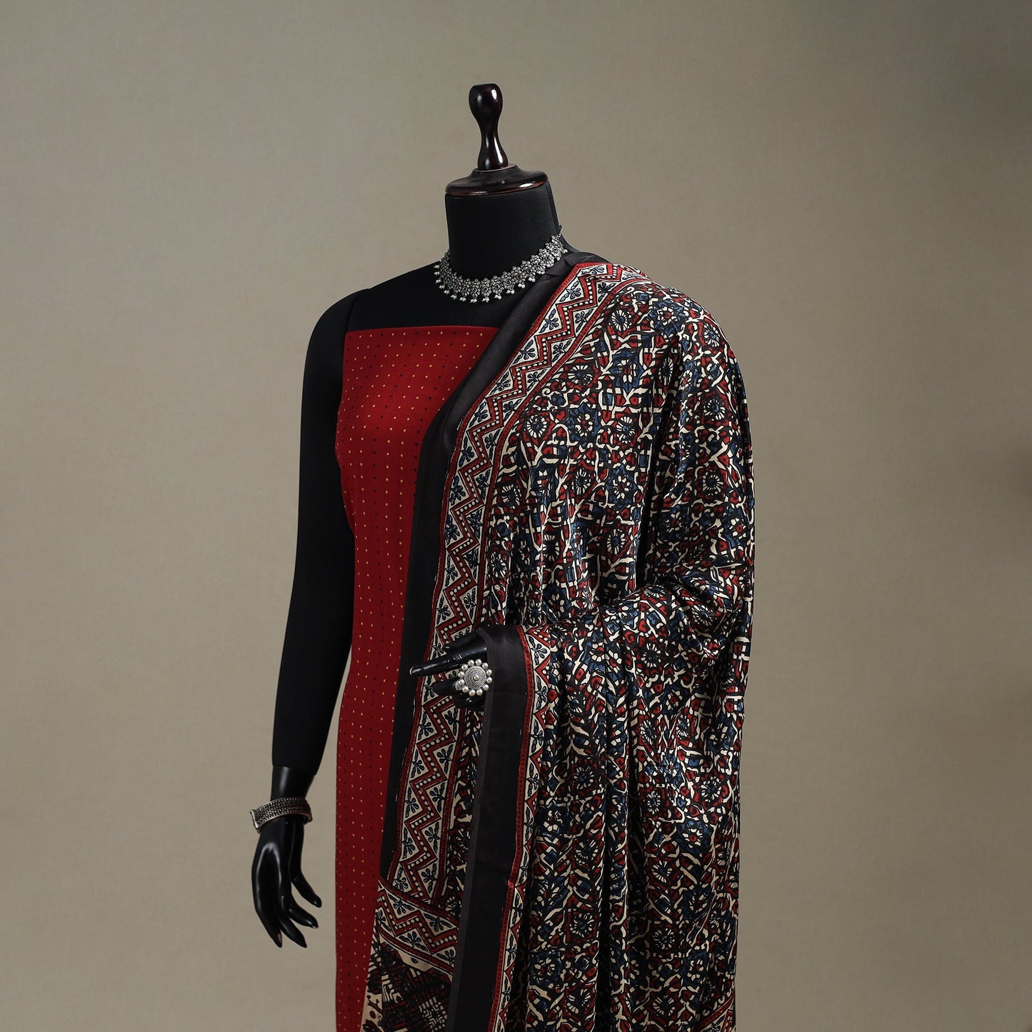 Hand natural dyed modal silk dupatta with tassels 20