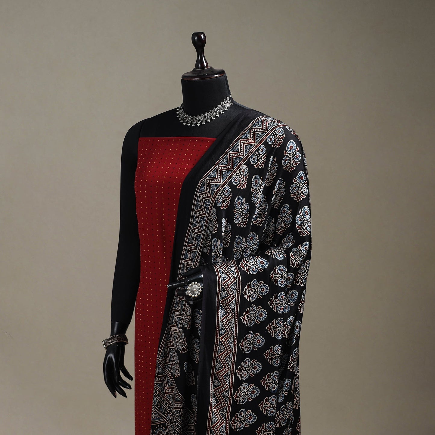 Hand natural dyed modal silk dupatta with tassels 24