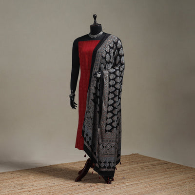 Hand natural dyed modal silk dupatta with tassels 24