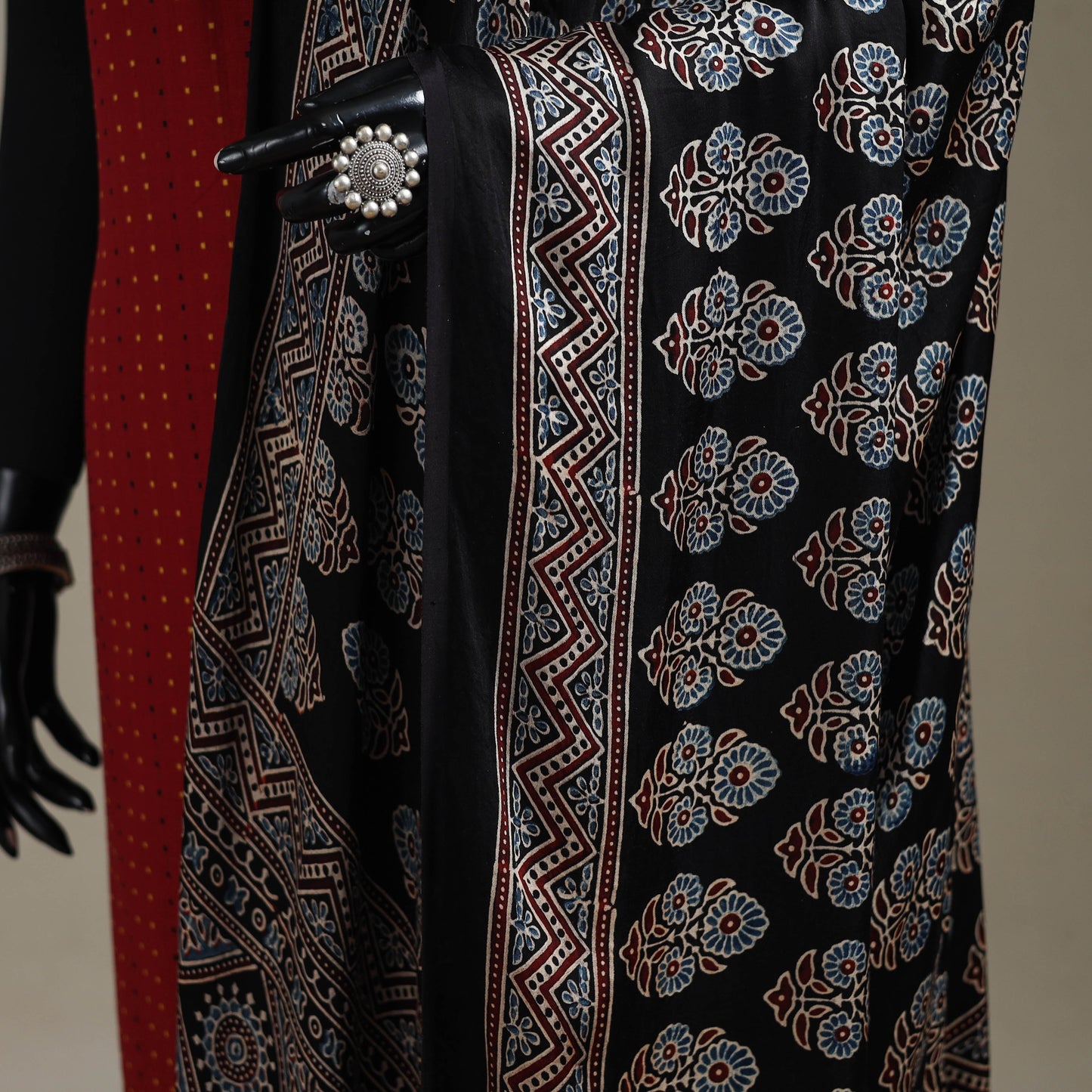 Hand natural dyed modal silk dupatta with tassels 24