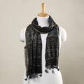  Ajrakh Hand Block Printed Chanderi Silk Handloom Stole with Tassels Online at iTokri.com