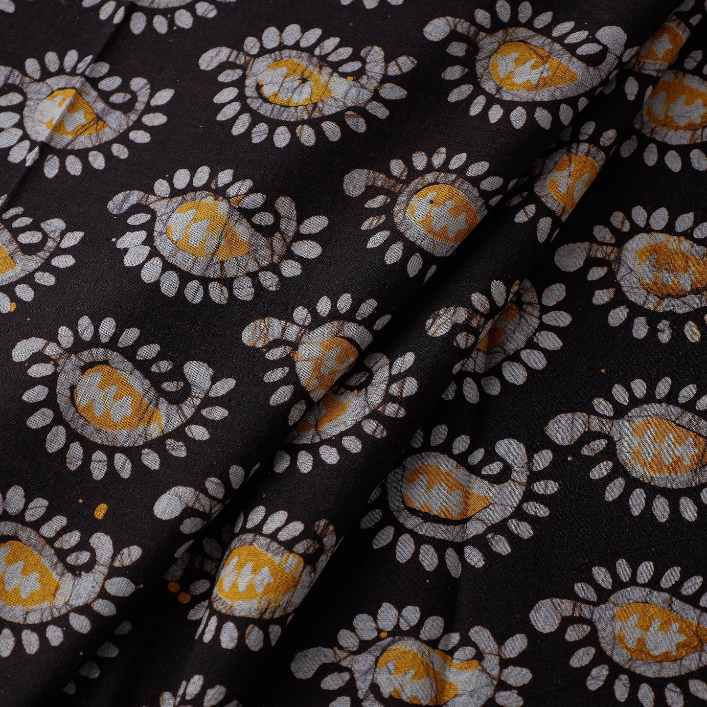 Buy Black Hand Printed Cotton Batik Fabric