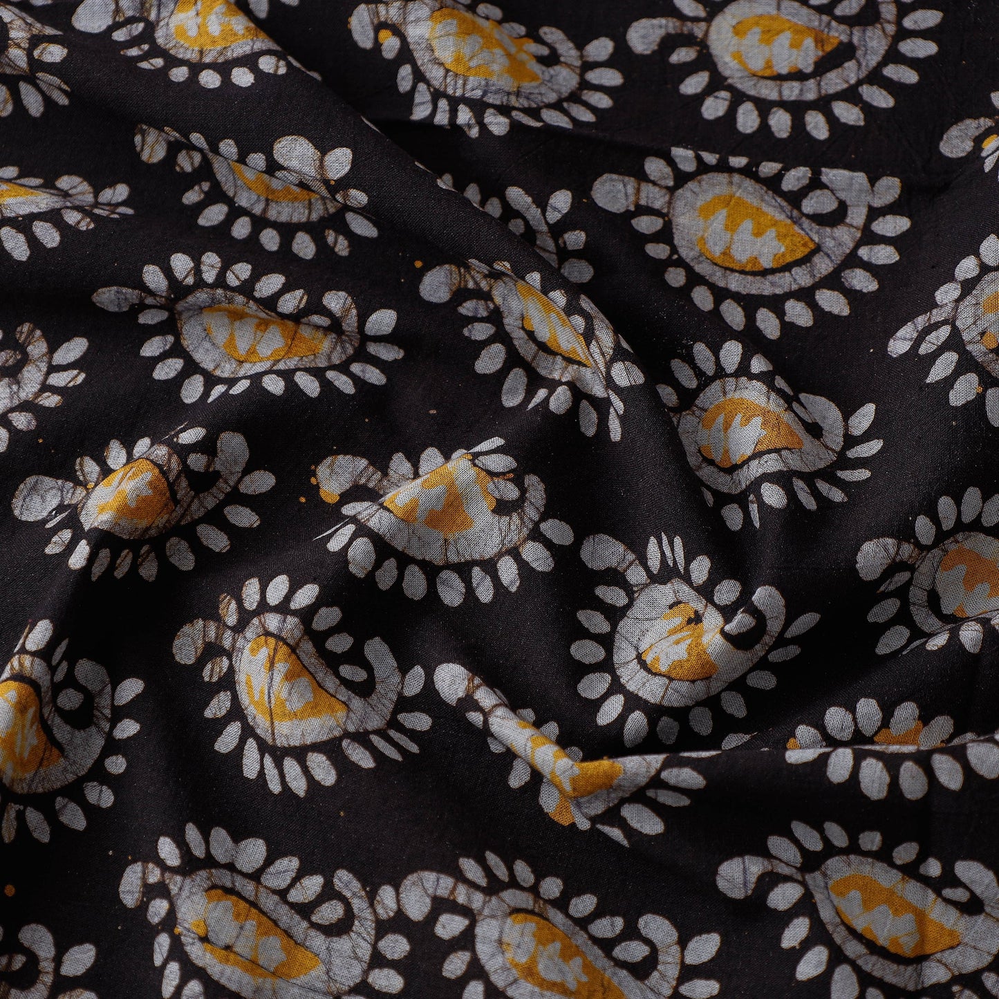 Buy Black Hand Printed Cotton Batik Fabric