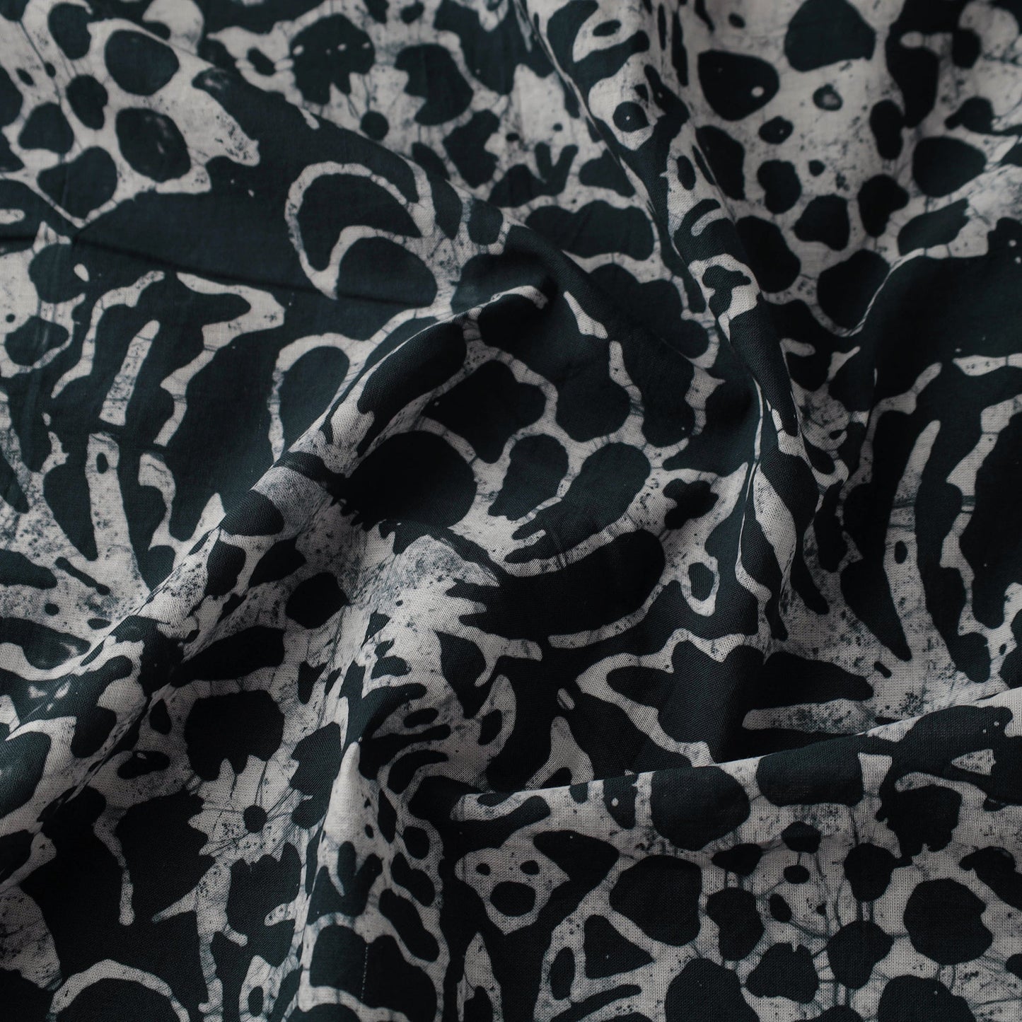  Black Hand Printed Cotton Batik Fabric