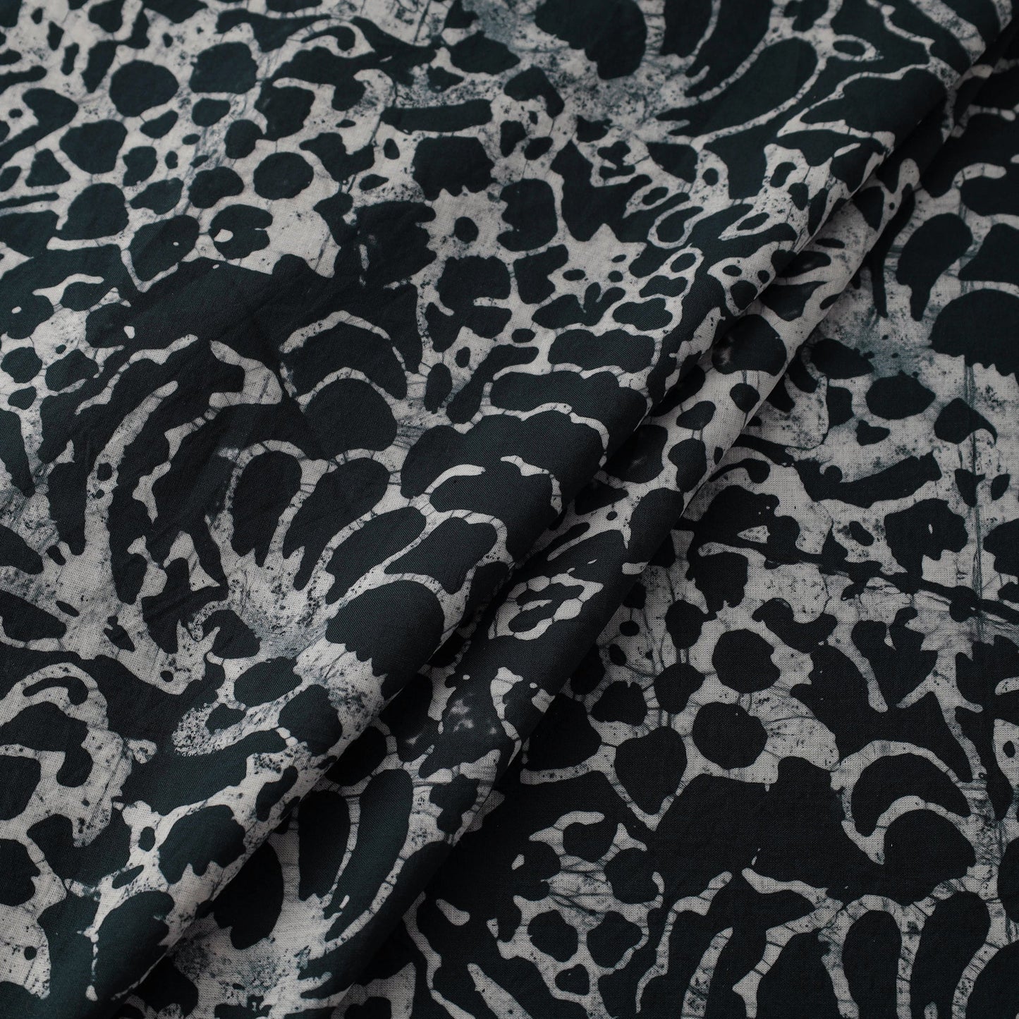  Black Hand Printed Cotton Batik Fabric