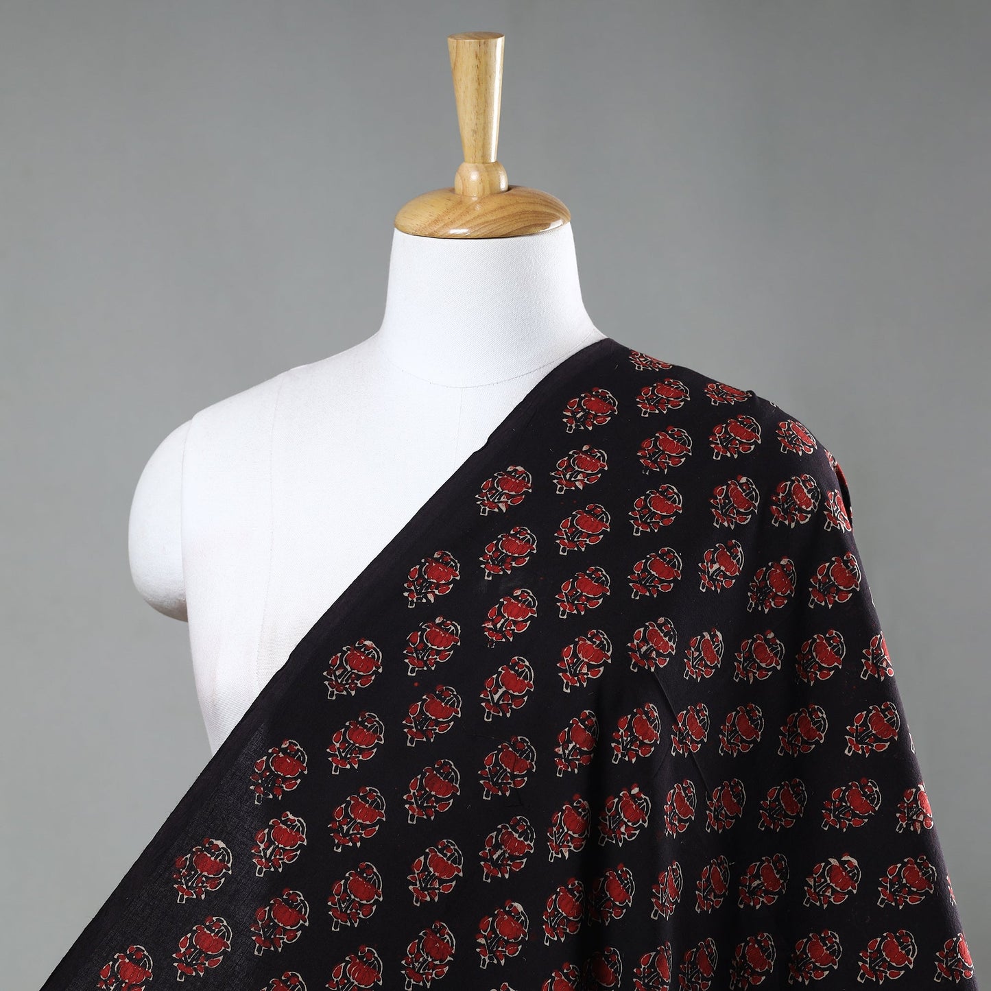 Black - hand printed cotton fabric - handcrafted