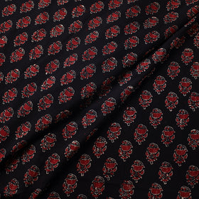 Black - hand printed cotton fabric - handcrafted