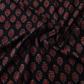 Black - hand printed cotton fabric - handcrafted