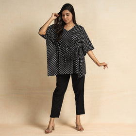  Hand Block Printed Cotton Kaftan & Pyjama Night Suit Set 