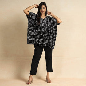  Hand Block Printed Cotton Kaftan & Pyjama Night Suit Set 