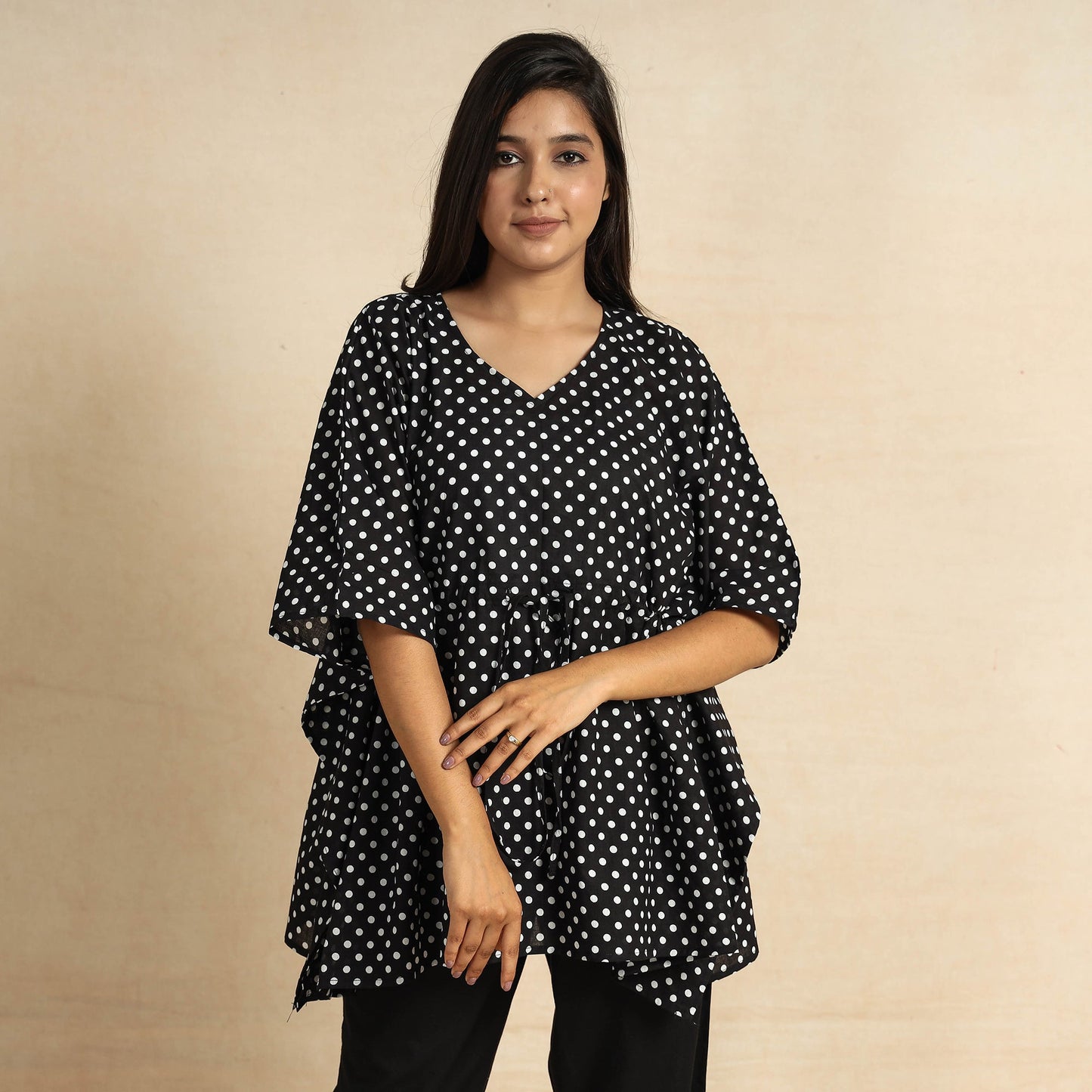  Hand Block Printed Cotton Kaftan & Pyjama Night Suit Set 