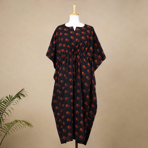 Buy Hand Block Printed Cotton Kaftan with Tie-Up Waist l iTokri.com