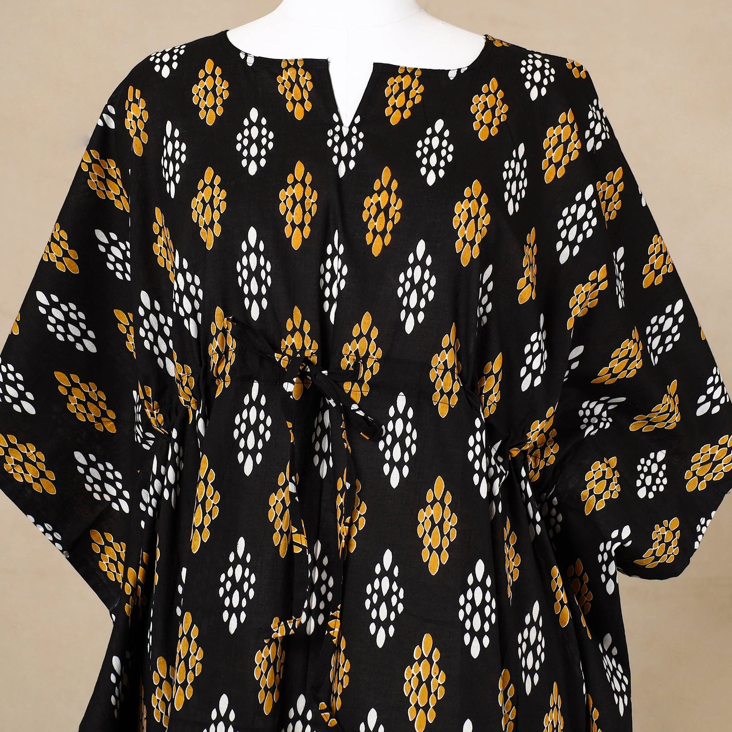  Hand Block Printed Cotton Kaftan with Tie-Up Waist 