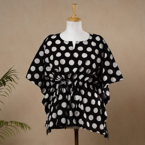  Hand Printed Cotton Kaftan with Tie-Up Waist 