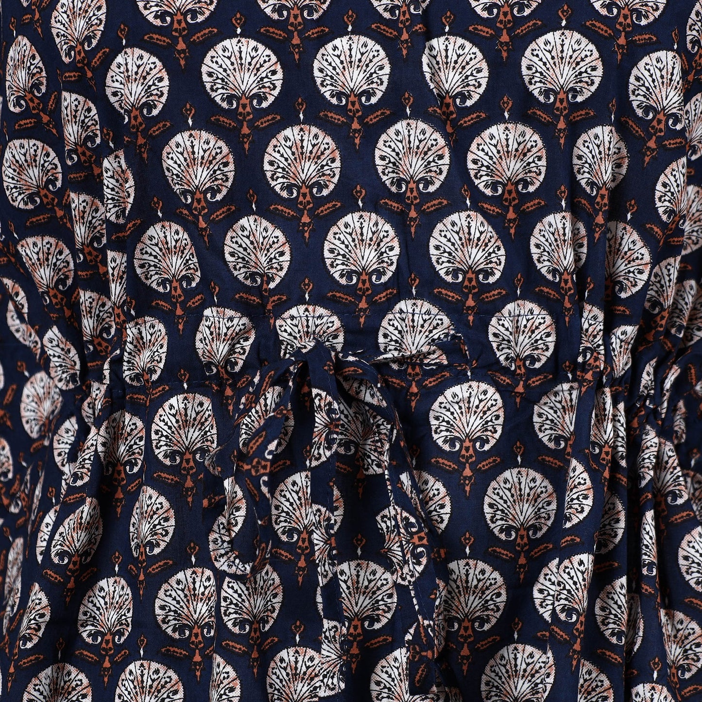  Hand Block Printed Cotton Kaftan with Tie-Up Waist 
