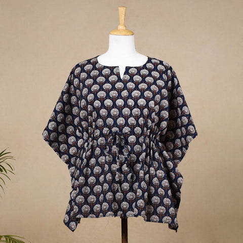  Hand Block Printed Cotton Kaftan with Tie-Up Waist 
