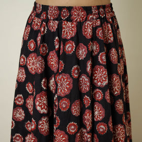 Black - hand printed cotton long bagru skirt 05