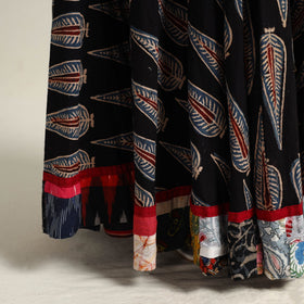 Black - hand printed cotton long skirt 17 - handcrafted