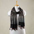  Ajrakh Hand Block Printed Mashru Silk Stole with Tassels 