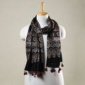 Buy Ajrakh Hand Block Printed Mashru Silk Stole with Tassels Online at iTokri.com