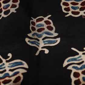 Black - hand printed modal silk fabric - handcrafted